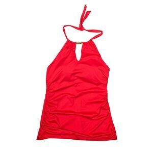 Lauren Ralph Lauren Red Halter Tankini Top Red 10 Poolside Resort Vacation NWT